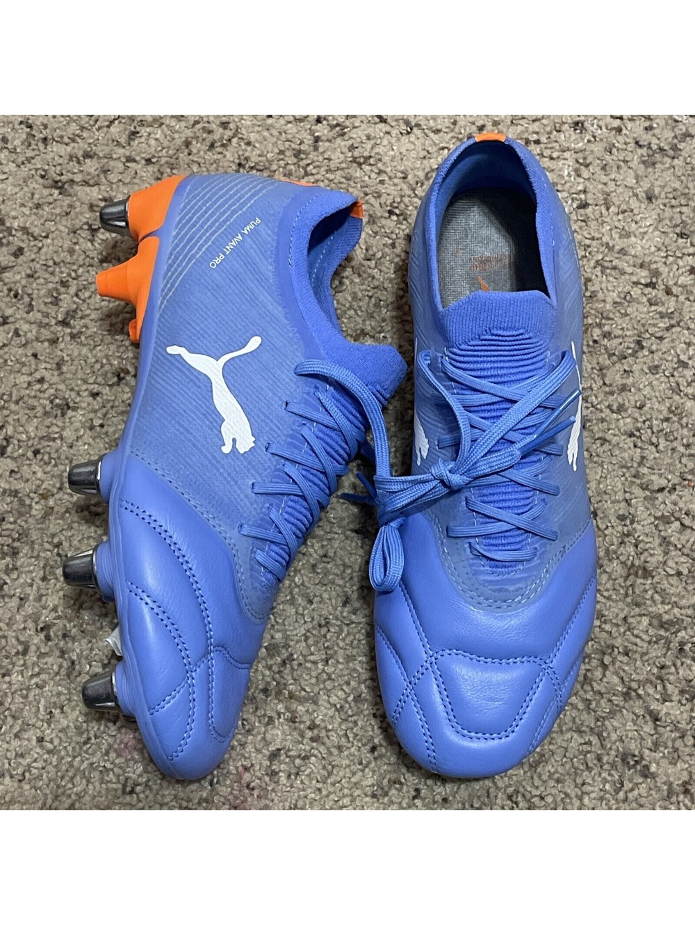 NEW Puma Avant Pro ArmoYarns Leather Rugby Cleats 106714-03 Men’s Size 7 Blue 🔥